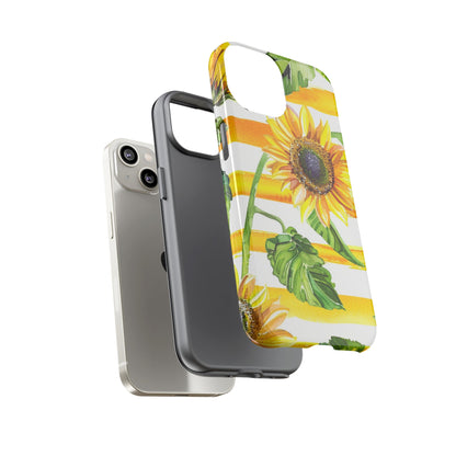 Sunflower Stripes Phone Case - Bright Floral Tough Case