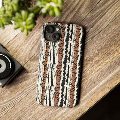 Animal Stripe Phone Case — Leopard & Zebra Pattern Tough Protective Cover,Africa Pattern .