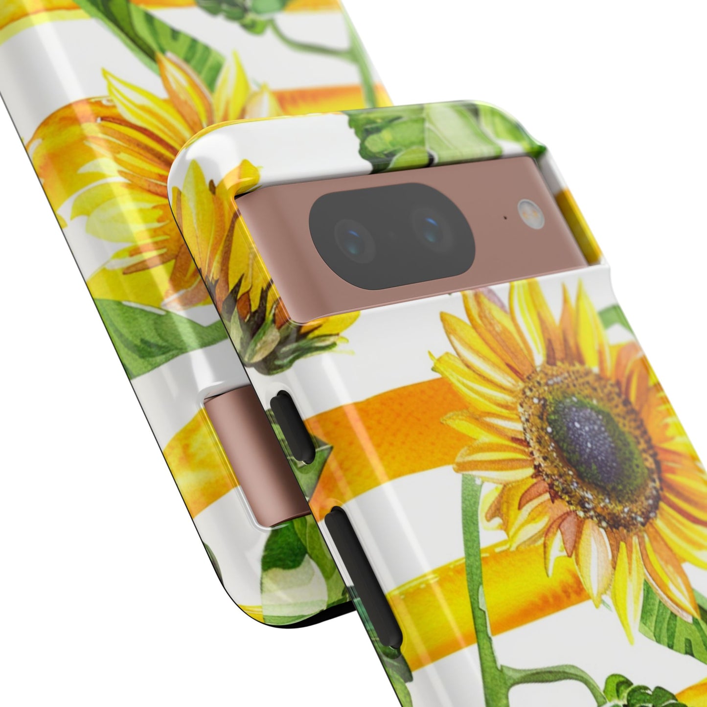 Sunflower Stripes Phone Case - Bright Floral Tough Case