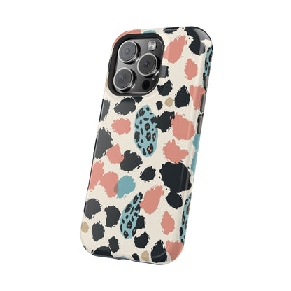 Leopard Splash Magnetic Impact Phone Case — Teal & Coral Animal Print