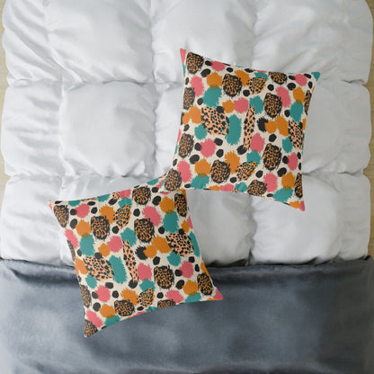 Leopard Spot Abstract Throw Pillow — Colorful Modern Animal Print Cushion