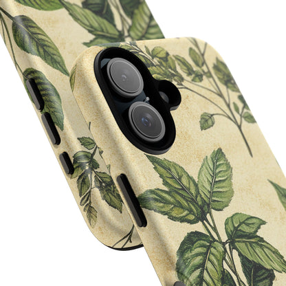 Botanical Leaves Tough Phone Case — Vintage Green Plant Print
