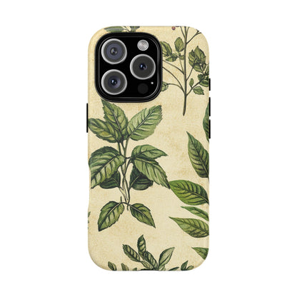 Botanical Leaves Tough Phone Case — Vintage Green Plant Print