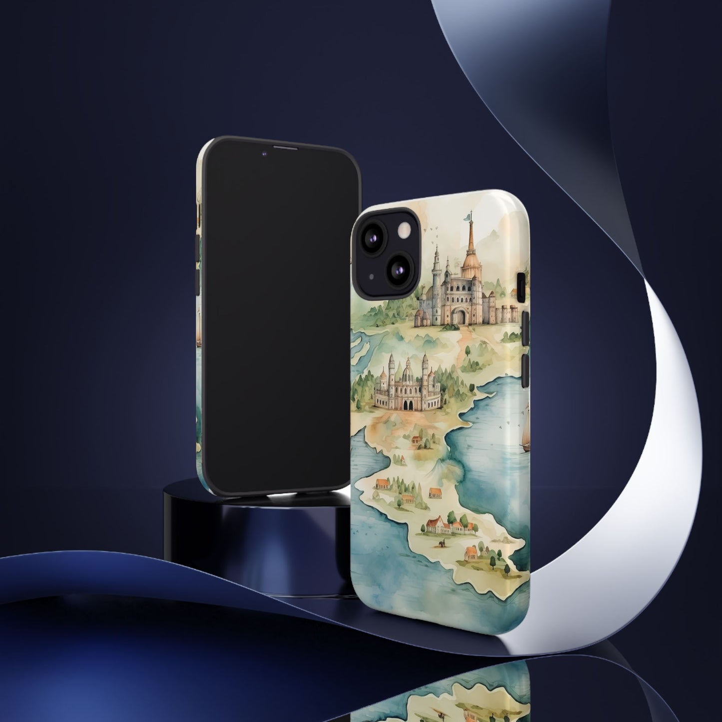 Hard Phone Case — Watercolor Fantasy Map Castle Design