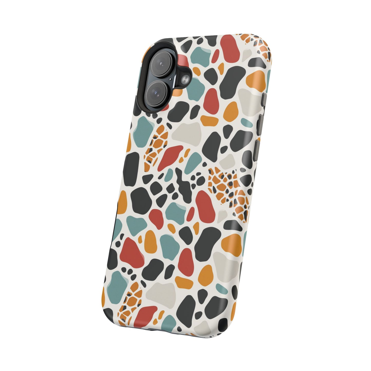 Terrazzo Pattern Magnetic Impact Phone Case — Colorful Retro Pebble Design