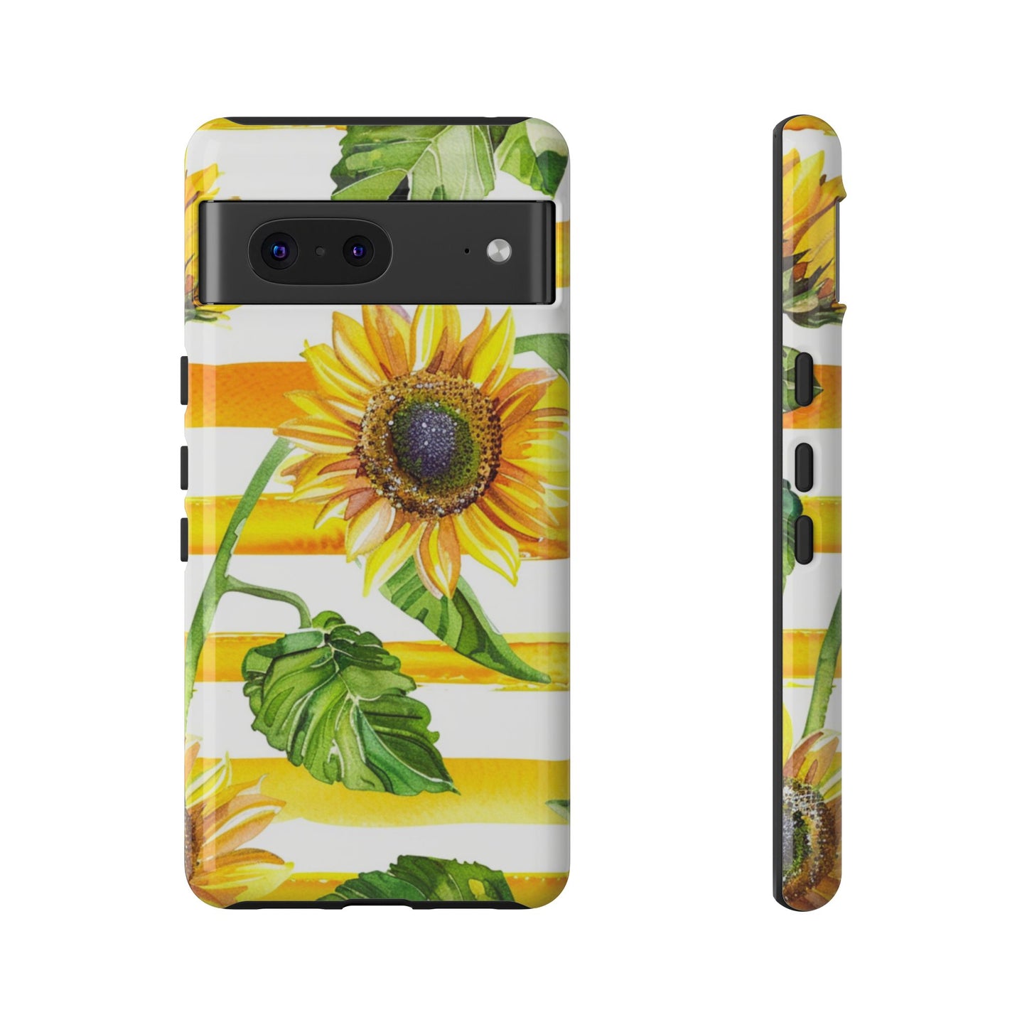 Sunflower Stripes Phone Case - Bright Floral Tough Case