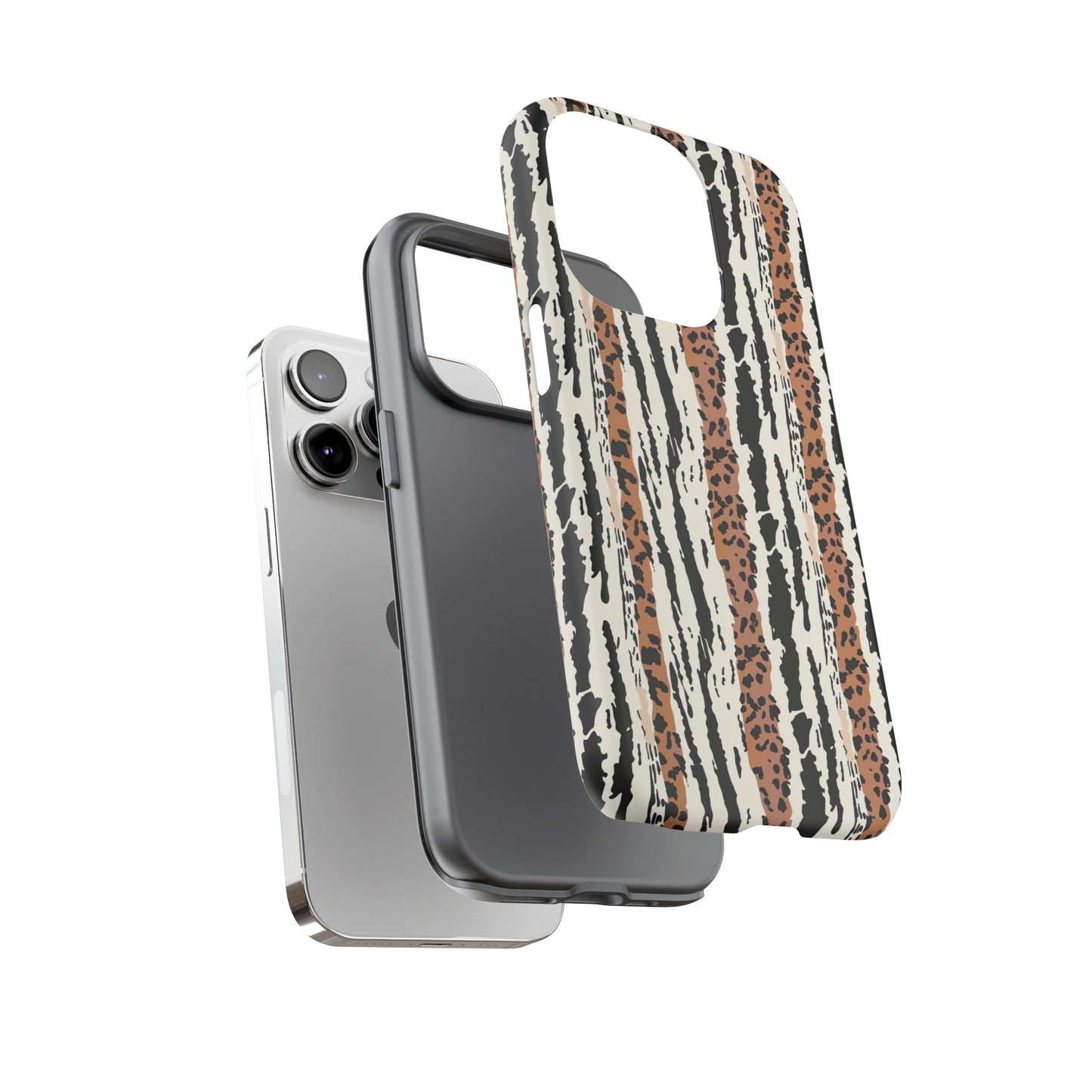 Animal Stripe Phone Case — Leopard & Zebra Pattern Tough Protective Cover,Africa Pattern .