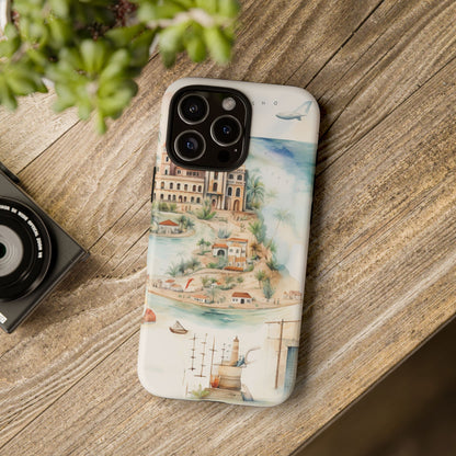 Hard Phone Case — Watercolor Fantasy Map Castle Design