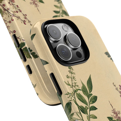 Floral Vintage Tough Case – Botanical Protective Phone Cover,Plants Lovers