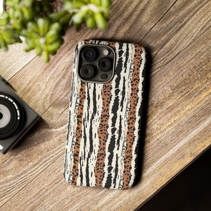 Animal Stripe Phone Case — Leopard & Zebra Pattern Tough Protective Cover,Africa Pattern .