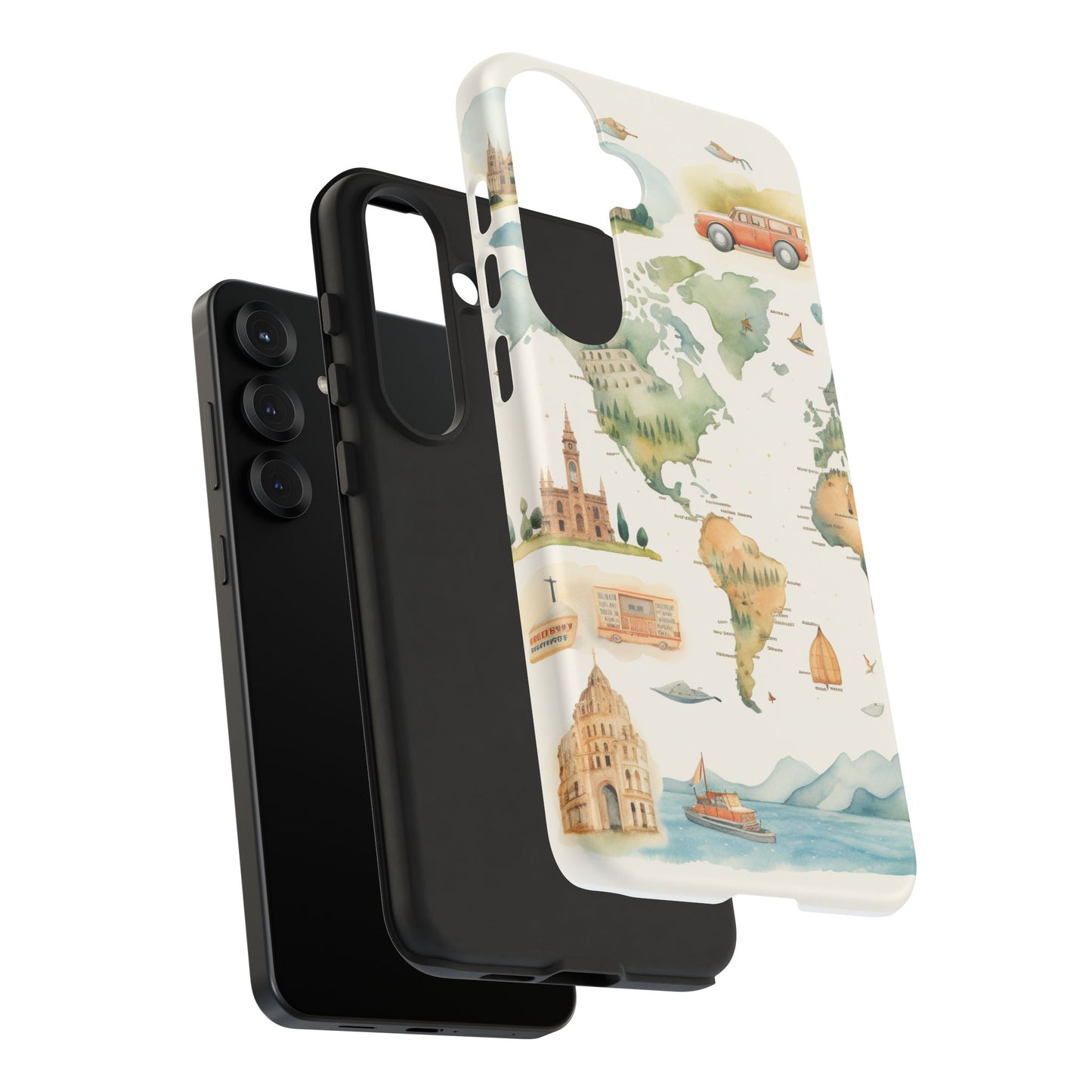 Hard Phone Case — Watercolor Fantasy Map Castle Design