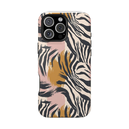 Zebra Brushstroke Magnetic Impact Phone Case,Africa Pattern