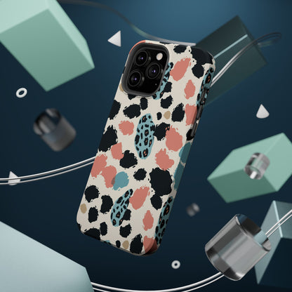 Leopard Splash Magnetic Impact Phone Case — Teal & Coral Animal Print