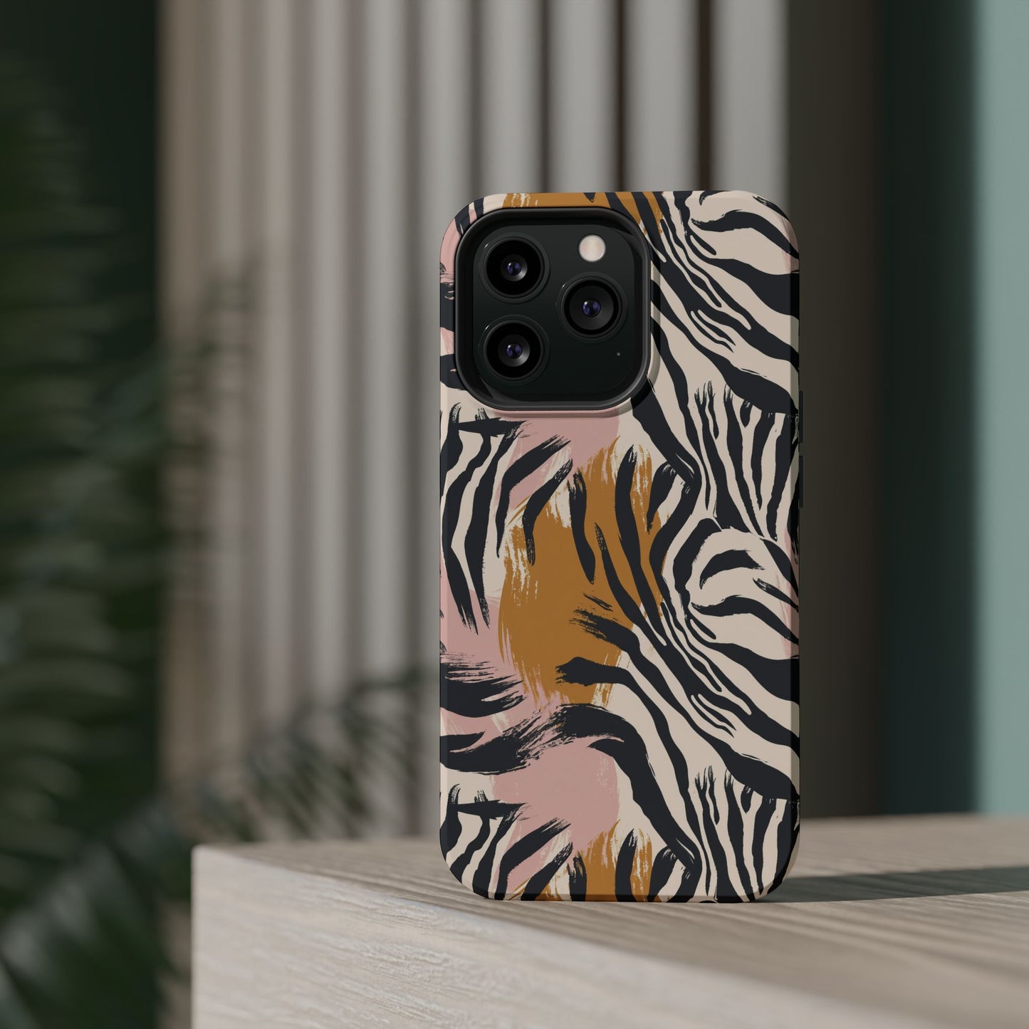 Zebra Brushstroke Magnetic Impact Phone Case,Africa Pattern
