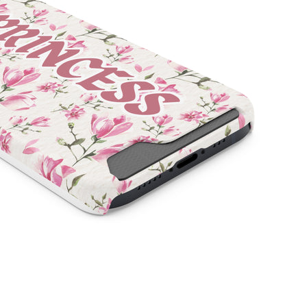 Chic Floral Phone Case with Card Holder for Princesses, Cute Floral Design, Gift for Her