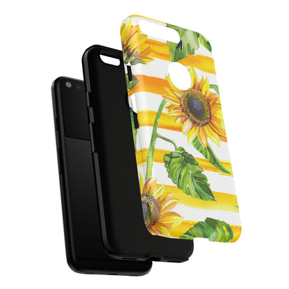 Sunflower Stripes Phone Case - Bright Floral Tough Case