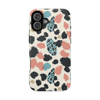 Leopard Splash Magnetic Impact Phone Case — Teal & Coral Animal Print