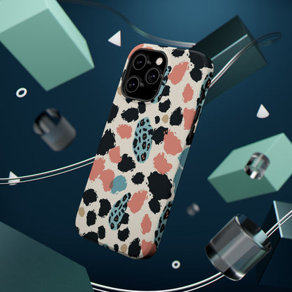 Leopard Splash Magnetic Impact Phone Case — Teal & Coral Animal Print