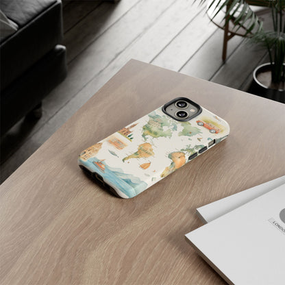 Hard Phone Case — Watercolor Fantasy Map Castle Design