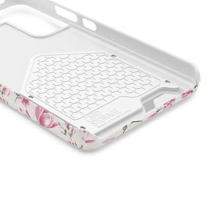 Chic Floral Phone Case with Card Holder for Princesses, Cute Floral Design, Gift for Her
