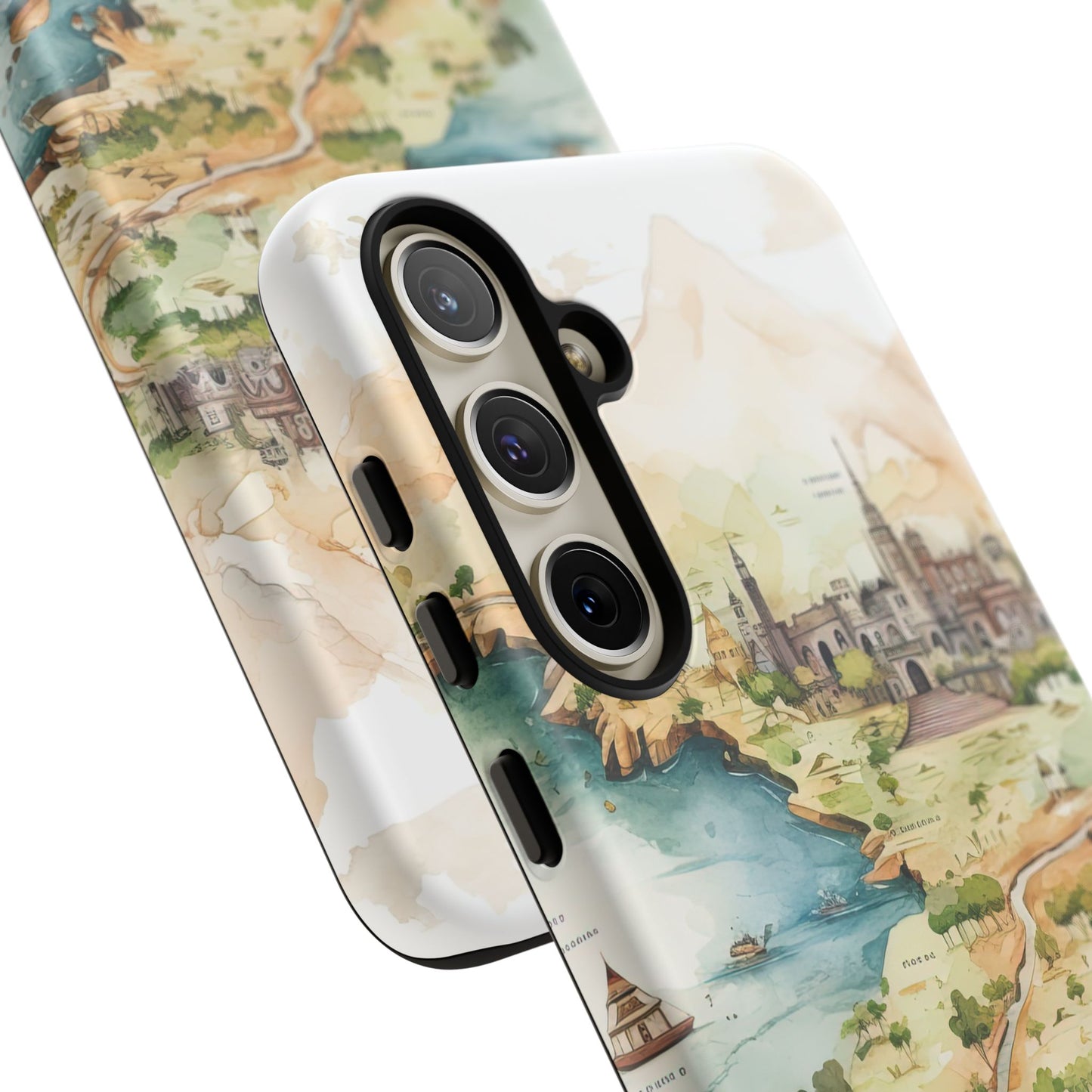 Hard Phone Case — Watercolor Fantasy Map Castle Design