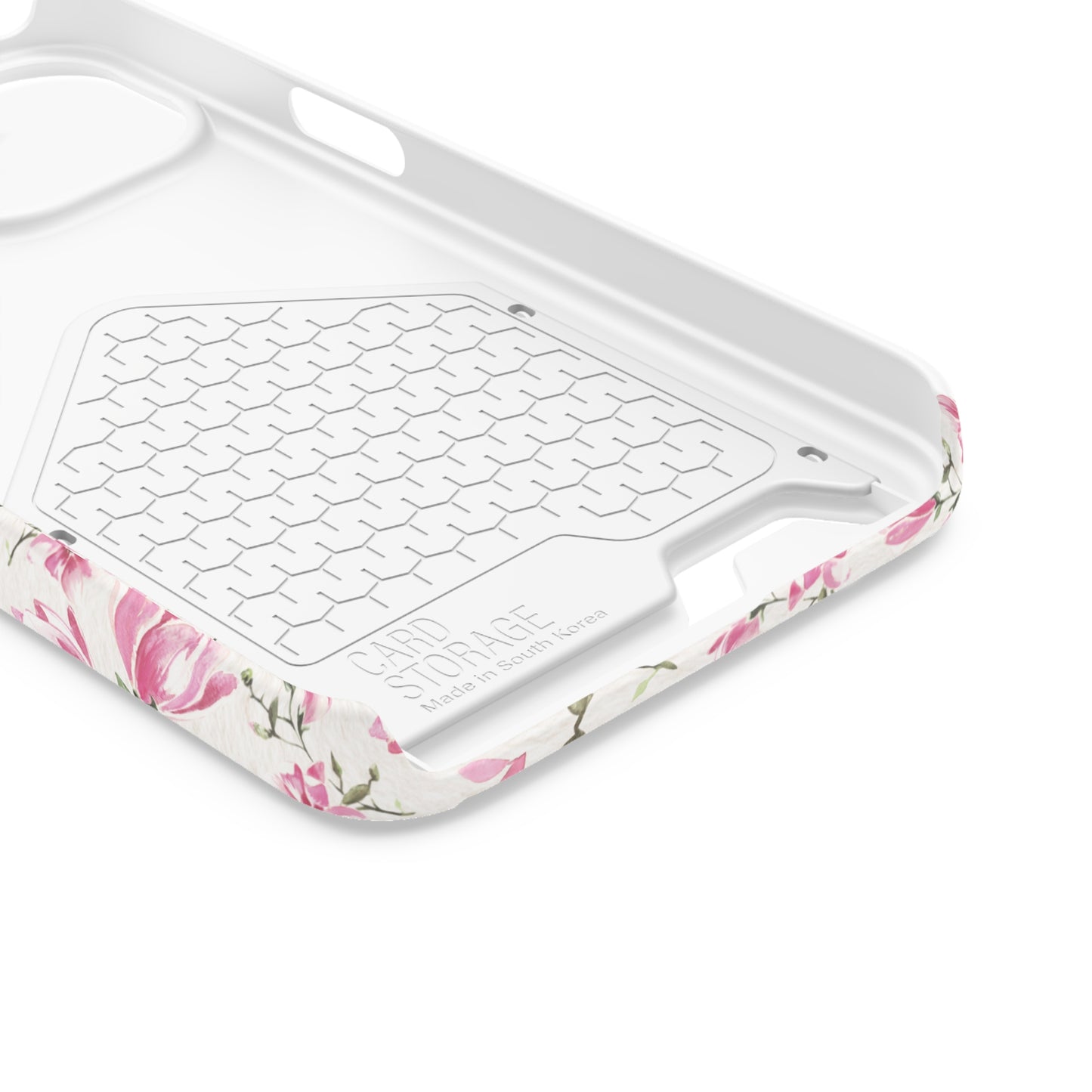 Chic Floral Phone Case with Card Holder for Princesses, Cute Floral Design, Gift for Her