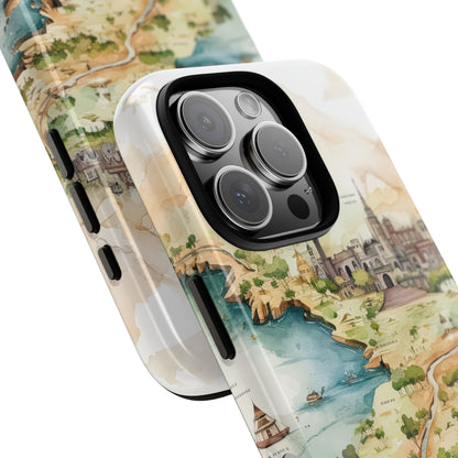 Hard Phone Case — Watercolor Fantasy Map Castle Design