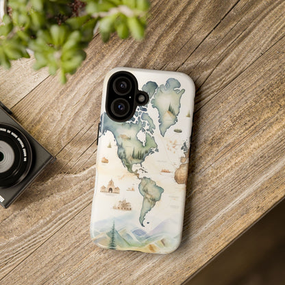 Hard Phone Case — Watercolor Fantasy Map Castle Design