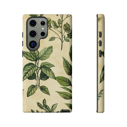 Botanical Leaves Tough Phone Case — Vintage Green Plant Print