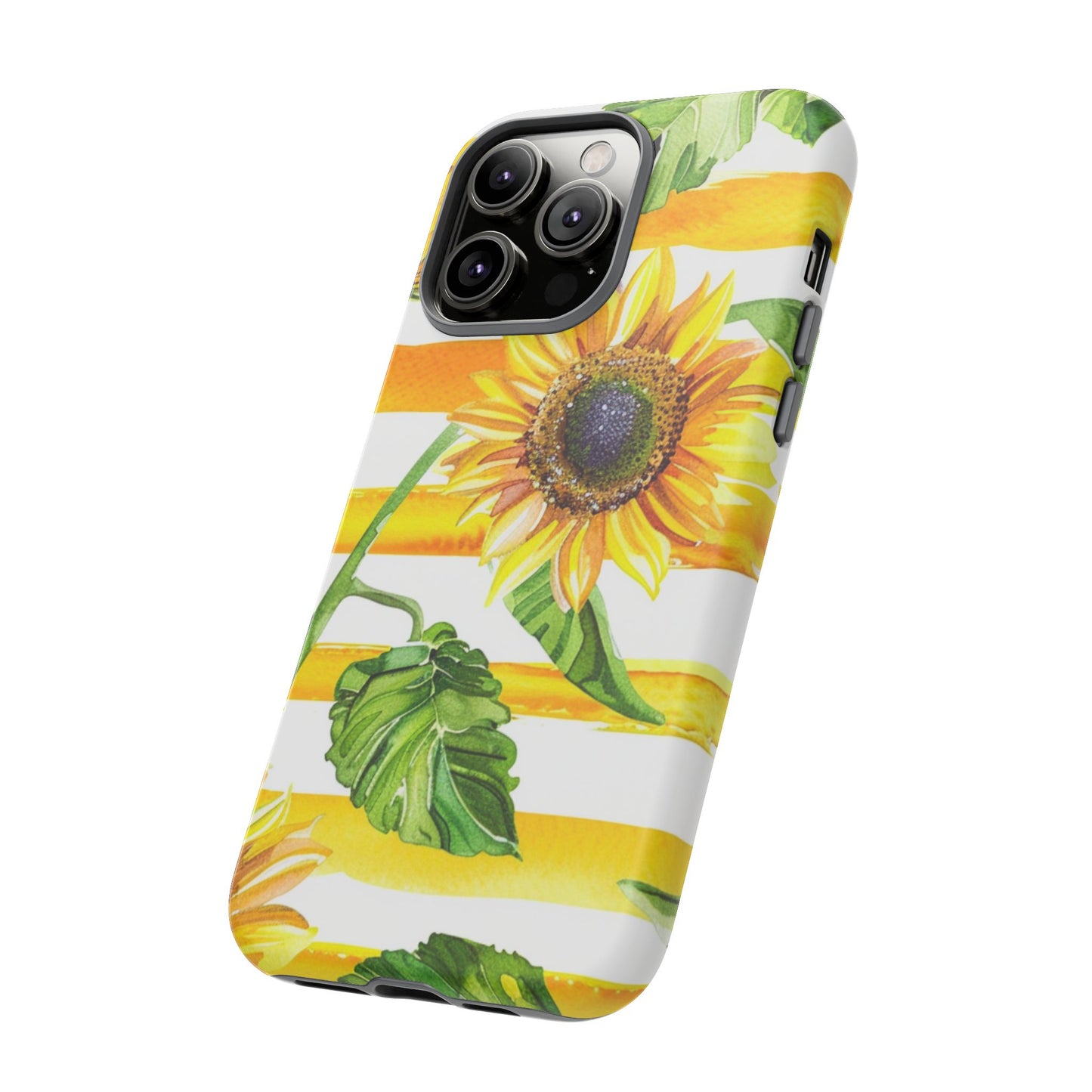 Sunflower Stripes Phone Case - Bright Floral Tough Case