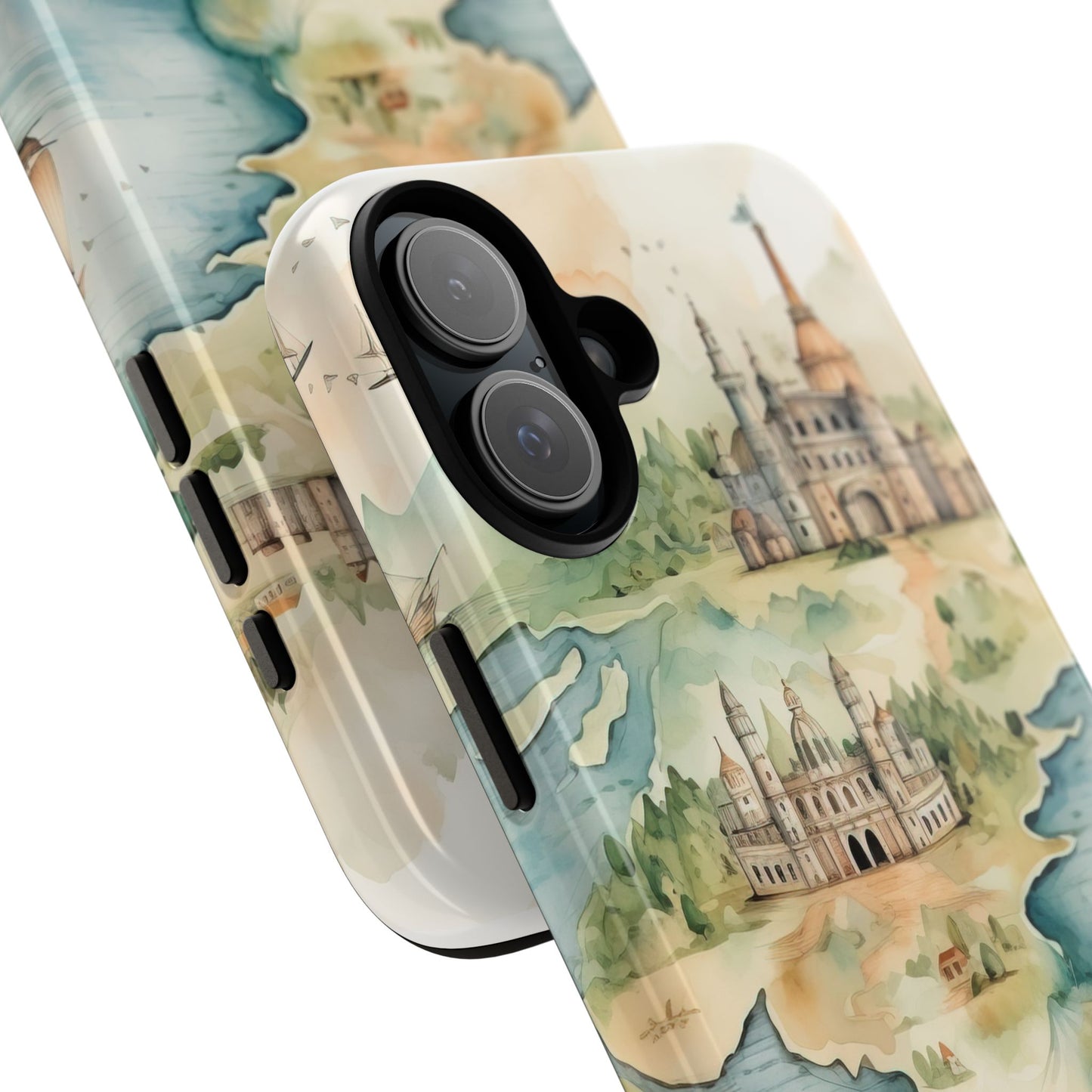 Hard Phone Case — Watercolor Fantasy Map Castle Design