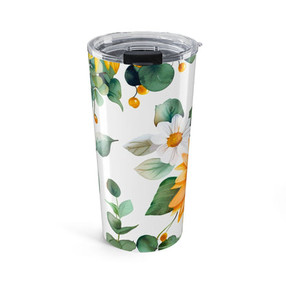 Tumbler Sunflower & Eucalyptus 20oz — Insulated Floral Travel Cup
