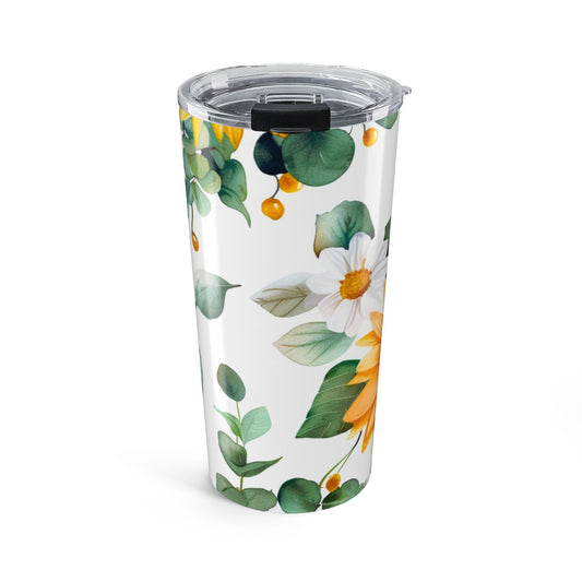 Tumbler Sunflower & Eucalyptus 20oz — Insulated Floral Travel Cup