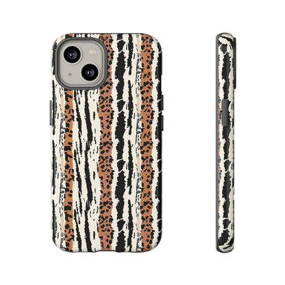 Animal Stripe Phone Case — Leopard & Zebra Pattern Tough Protective Cover,Africa Pattern .