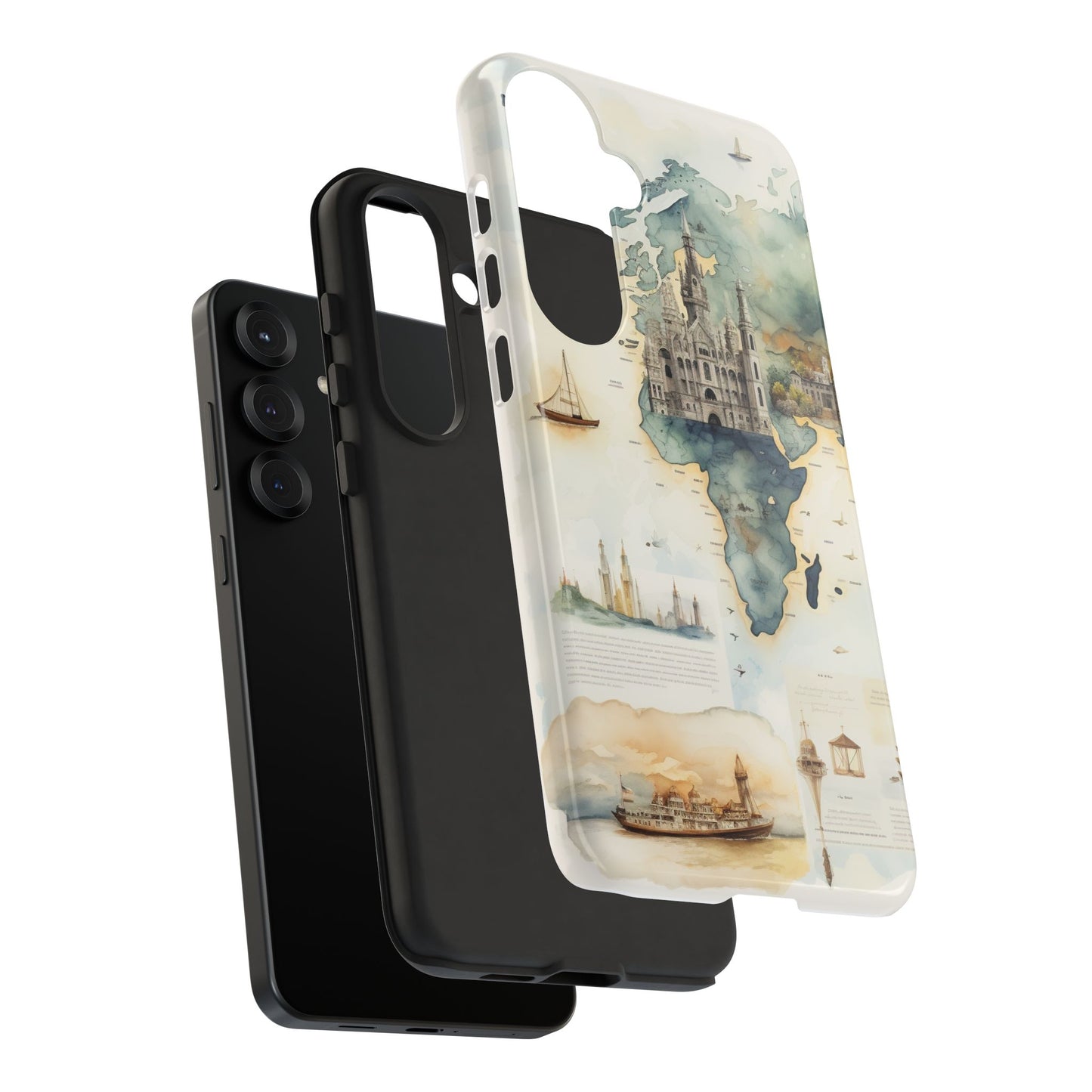 Hard Phone Case — Watercolor Fantasy Map Castle Design