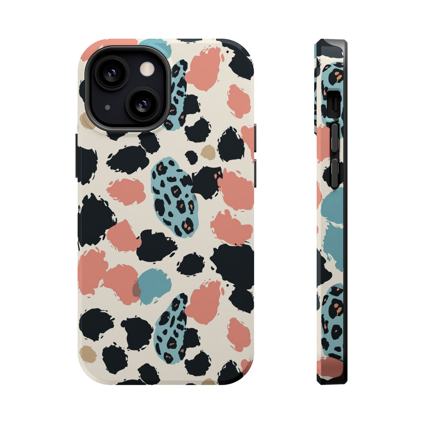 Leopard Splash Magnetic Impact Phone Case — Teal & Coral Animal Print