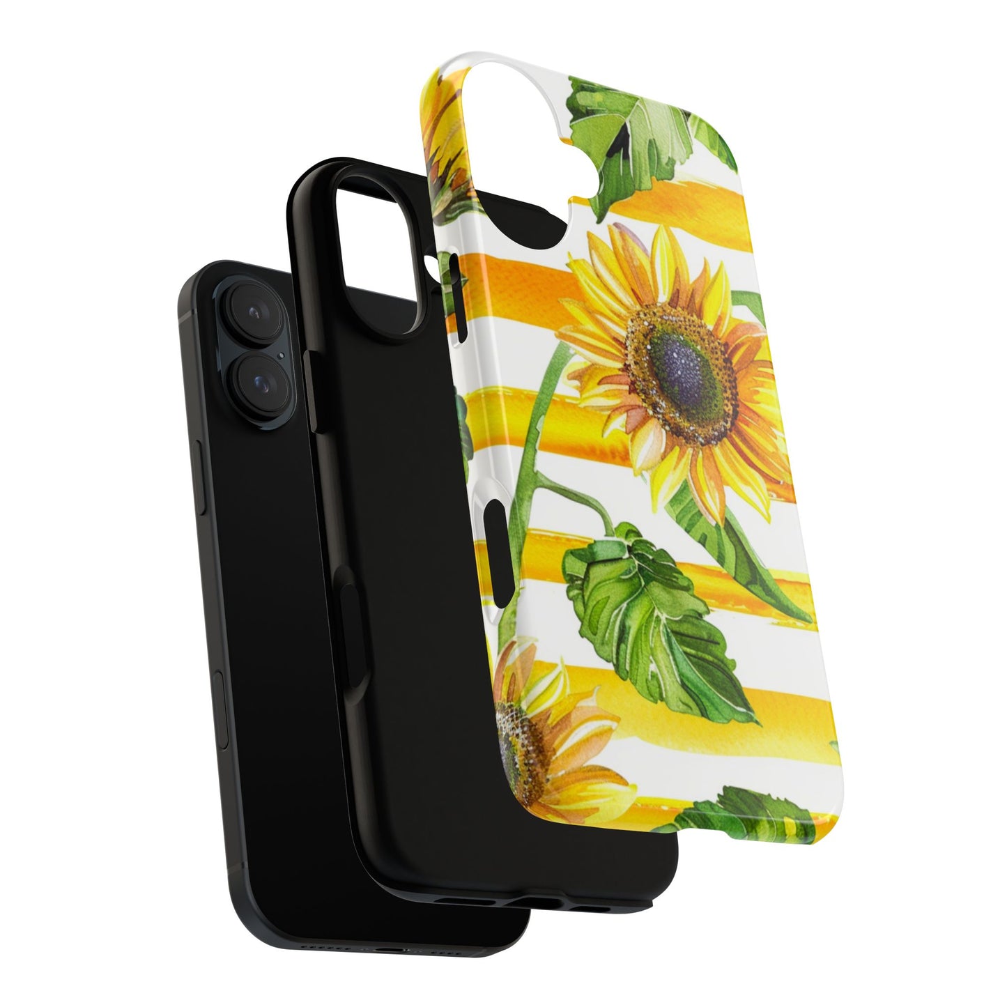 Sunflower Stripes Phone Case - Bright Floral Tough Case