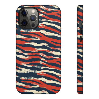 Patriotic Red White Blue Zebra Phone Case,Africa Pattern