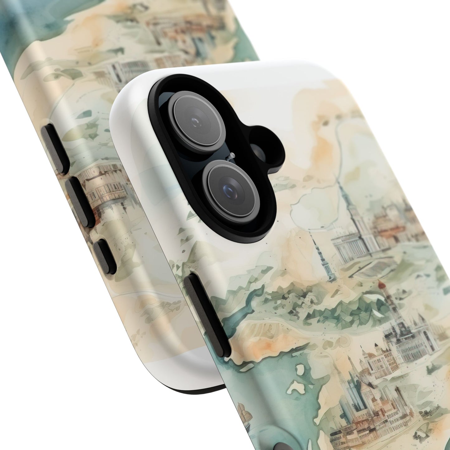 Hard Phone Case — Watercolor Fantasy Map Castle Design