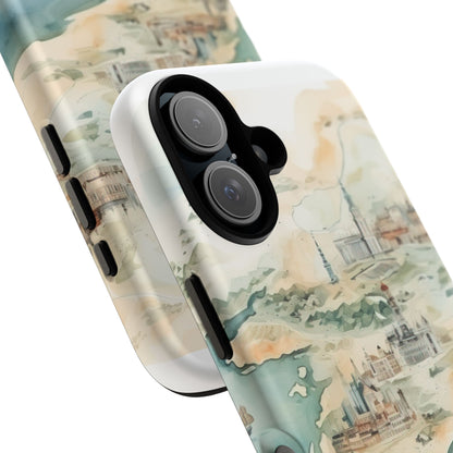 Hard Phone Case — Watercolor Fantasy Map Castle Design