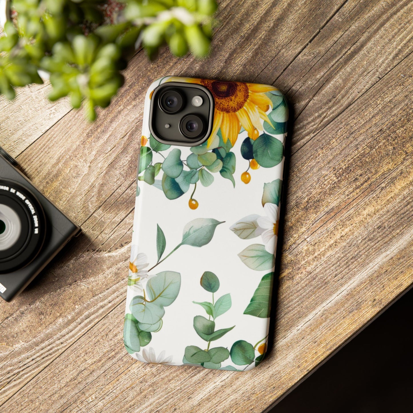 Sunflower & Eucalyptus Tough Phone Case — Protective Floral iPhone Case