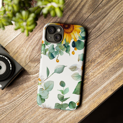 Sunflower & Eucalyptus Tough Phone Case — Protective Floral iPhone Case