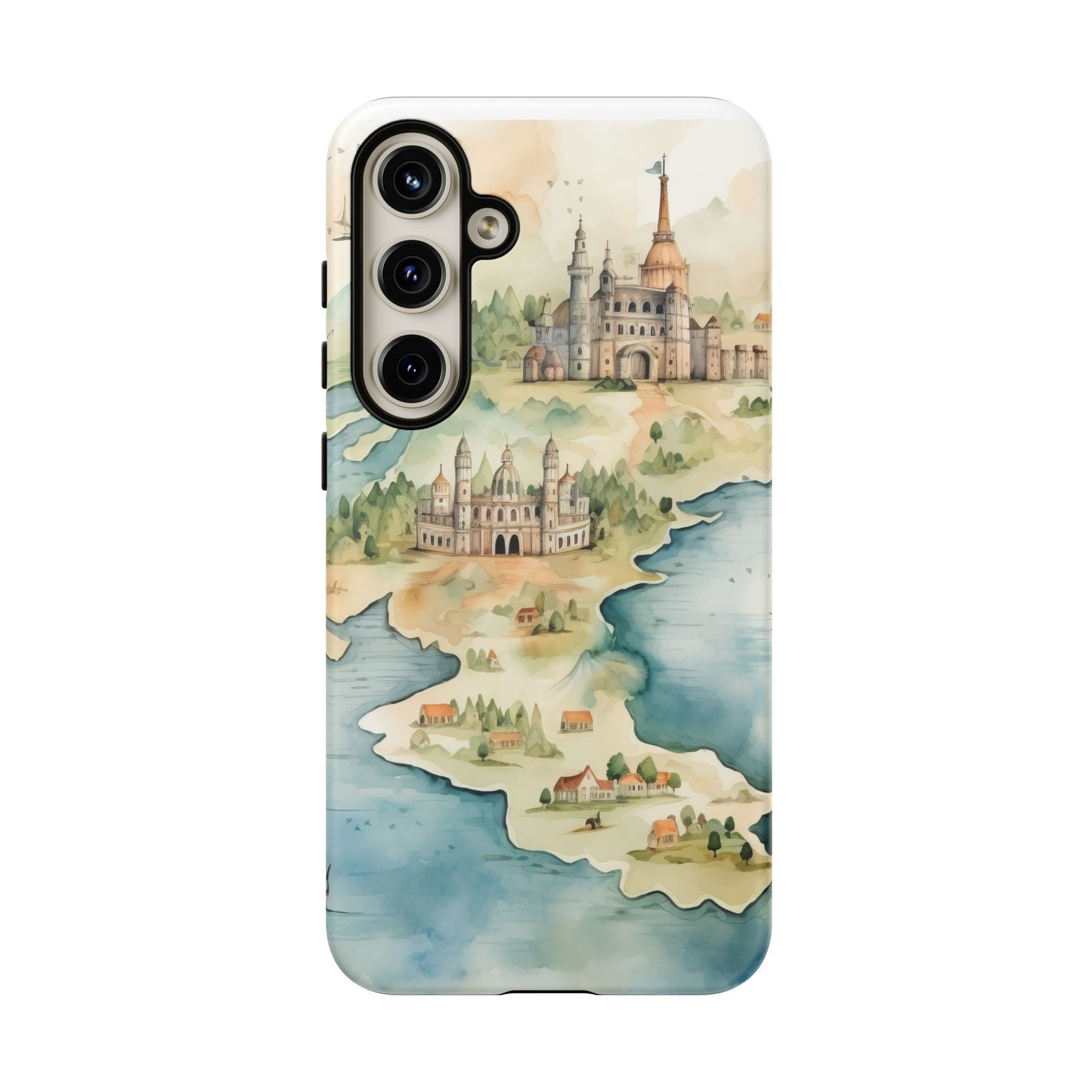 Hard Phone Case — Watercolor Fantasy Map Castle Design
