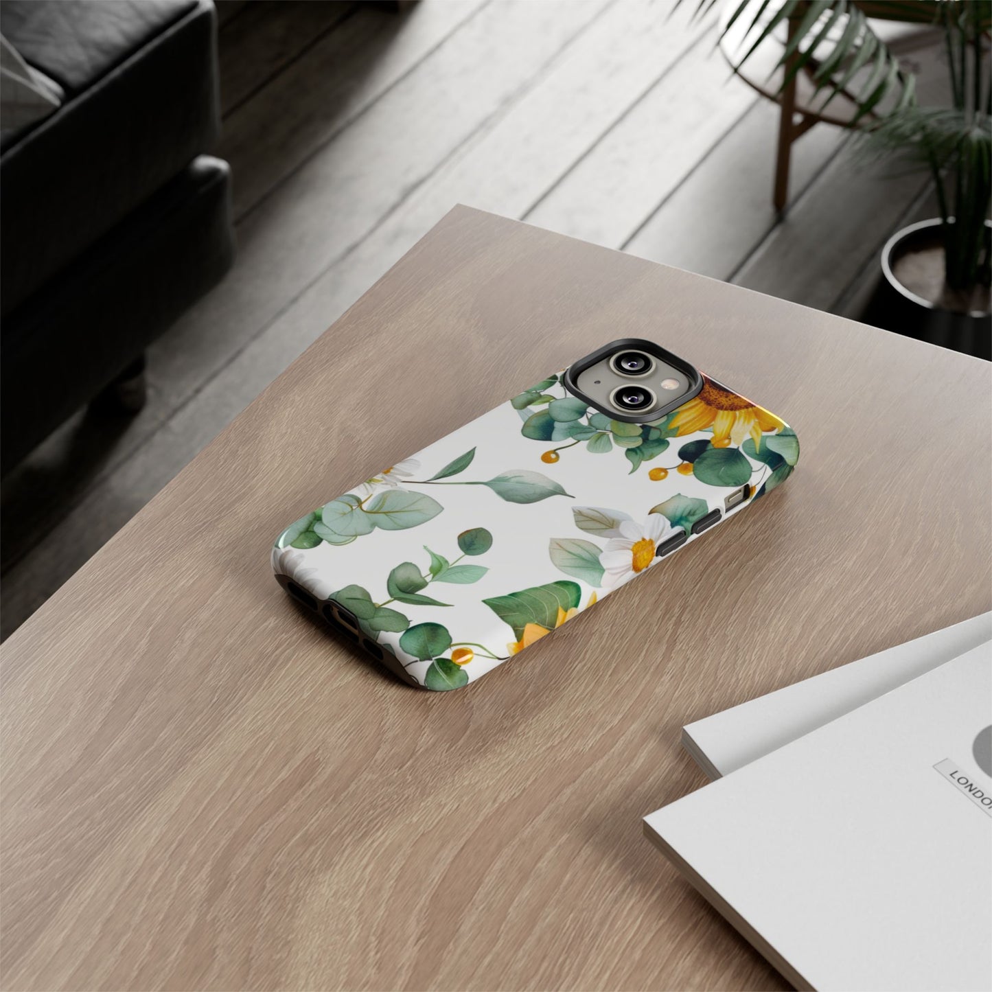 Sunflower & Eucalyptus Tough Phone Case — Protective Floral iPhone Case