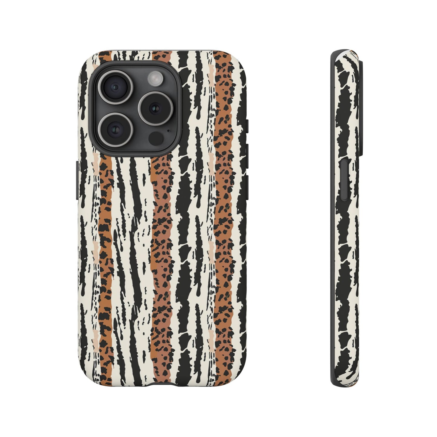 Animal Stripe Phone Case — Leopard & Zebra Pattern Tough Protective Cover,Africa Pattern .