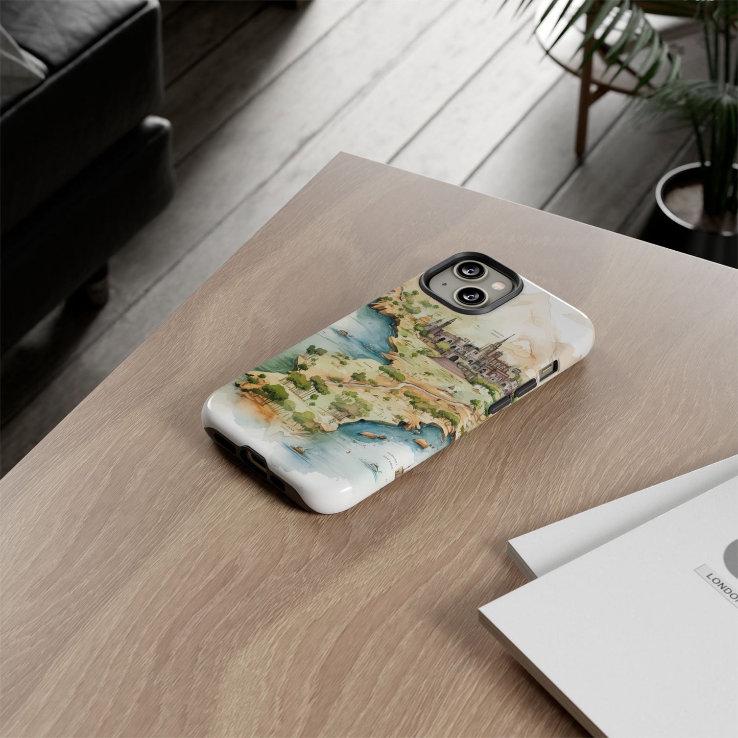 Hard Phone Case — Watercolor Fantasy Map Castle Design
