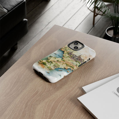 Hard Phone Case — Watercolor Fantasy Map Castle Design