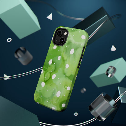 Green Watercolor Polka Dot Magnetic Impact Phone Case