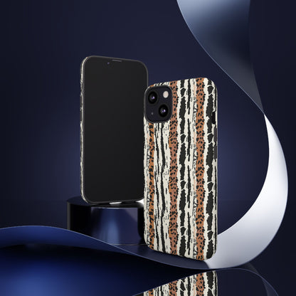 Animal Stripe Phone Case — Leopard & Zebra Pattern Tough Protective Cover,Africa Pattern .