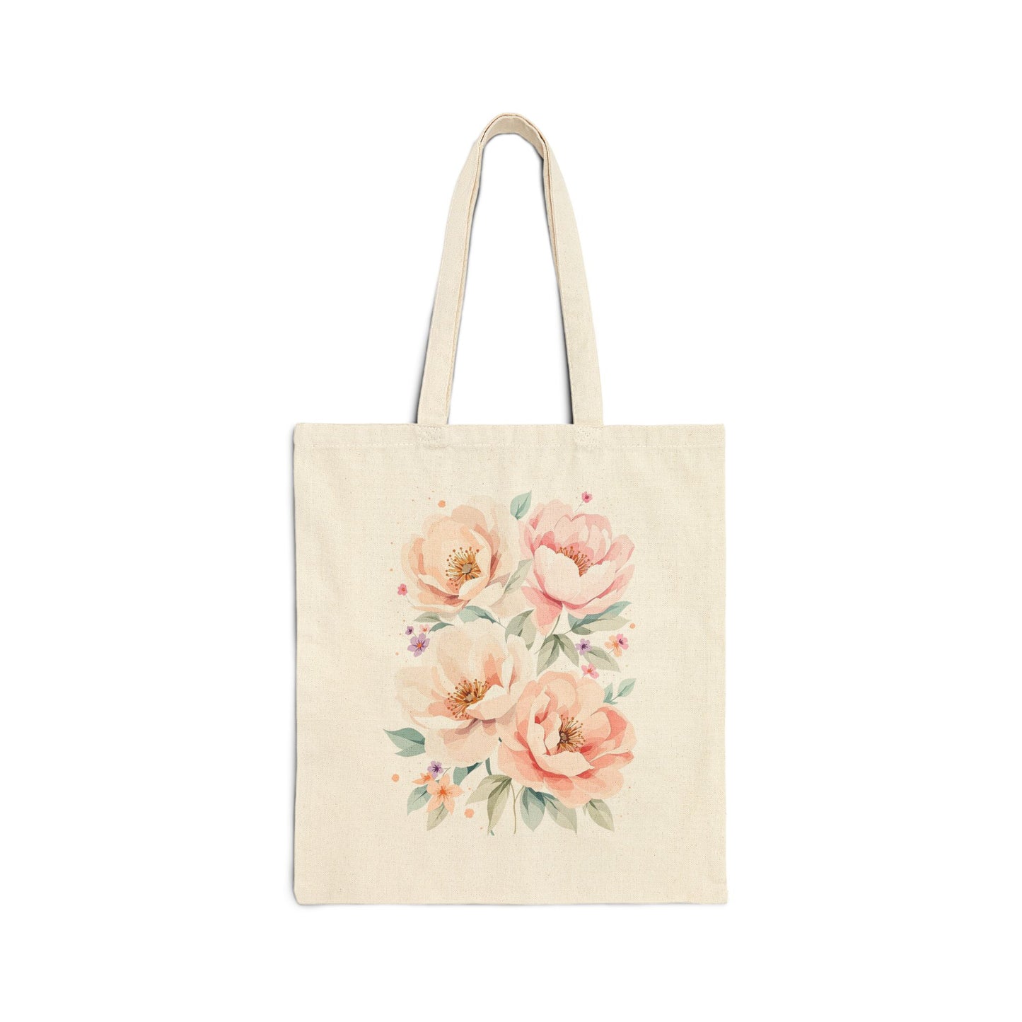 Canvas Tote Bag — Watercolor Wildflower Bouquet Print